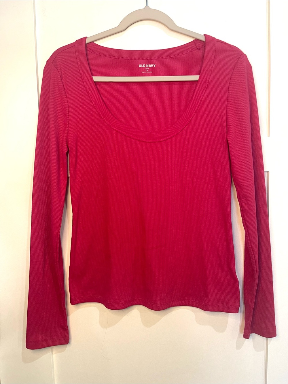 Old Navy Scoop Neck Long Sleeve Top - Raspberry